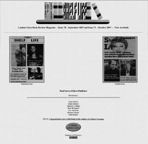 The index page of Shelf Life's website
